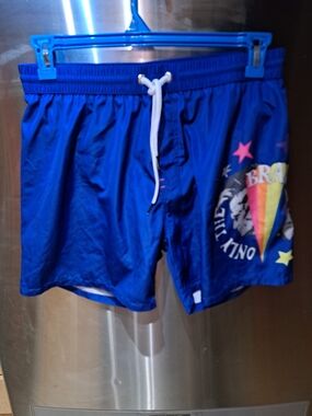 Diesel Blue Swim Trunks with Colorful Graphic
